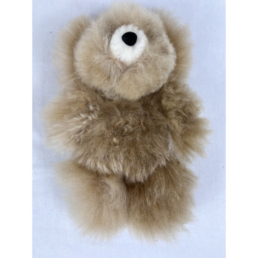 100% Alpaca fur Teddy Bear Plush tan light brown Super Soft Handmade Premium 10”